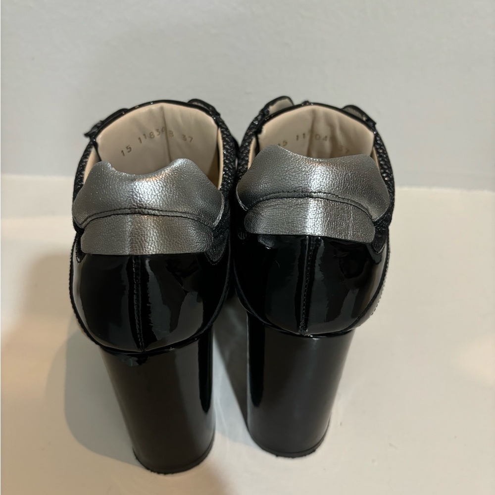 Black and Silver Women's Lace-Up Heels - Picture 8 of 8